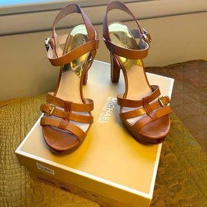 Michael Kors Camel brown high heel Grace Sandals